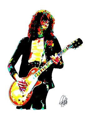 Jimmy Page Led Zeppelin Gibson Guitar Music Print Poster Wall Art 13x19